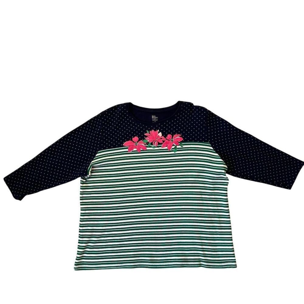 Kim Rogers Women's 3/4 Sleeve Floral Graphic Top Multicolor Size 1X - Picture 2 of 6